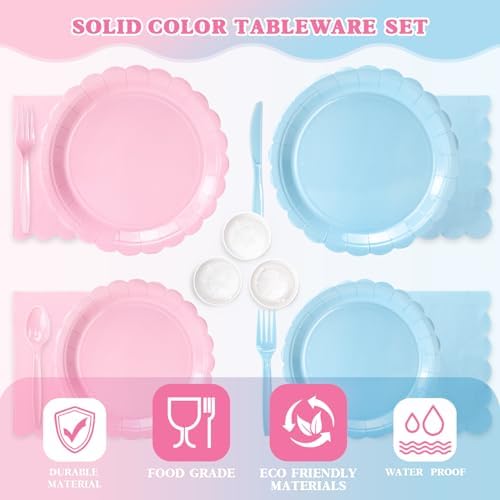 Vyntra 350 Pcs Pink and Blue Paper Plates and Napkins Party Supplies - Image 6