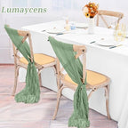 50 PCS Cheesecloth Chair Sashes Bows Wedding Aisle Decorations Chair Ribbon Ties Back Sash for Wedding Party Events Banquet Chair Cover Decoration (Sage Green) - Image 5