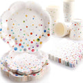 Colorful Birthday Plates and Napkins 200PCS Confetti Happy Birthday Party Plates Set Disposable Tableware Serve 50 for Art Paint Party Supplies Bubble Decorations-Colorful Paper Plates by Gudvilla