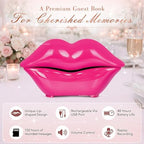 Audio Guest Book Phone for Weddings & Parties, Lip-Shaped Voicemail Recorder, Custom Message Recording, Adjustable Volume, Replay Function (Rose Red) - Image 4