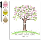 Girl's Baby Shower Fingerprint Tree Set Guestbook Alternative, 8.5x11 by MeganHStudio
