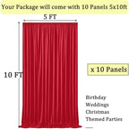 50ft x 10ft Wrinkle Free Red Backdrop Curtains for Parties, 10 Panels 5x10ft Silky Polyester Photo Backdrop Drapes for Christmas Weddings Birthday Party Photography Background Decor - Image 3