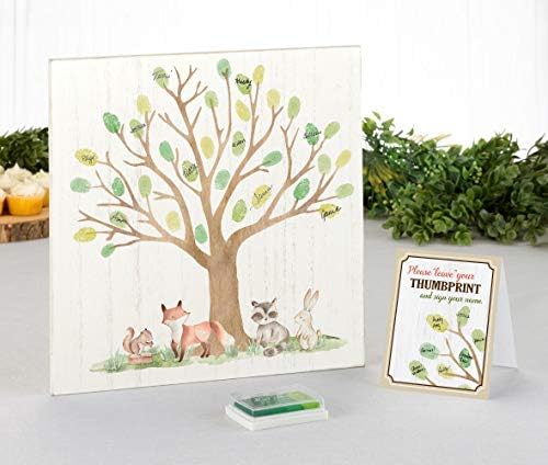 Lillian Rose Woodland Baby Shower Guest Book Alternative with Ink Pad, Cream, 11.75 x 11.75 x 0.375" - Image 4