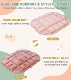 5-in-1 Baby Play Gym and Tummy Time Mat, 12 Learning Cards, Plush Activity Mat with 6 Toys, Baby Gym, Convertible to Ball Pit, Baby Gift, Pink - Image 4