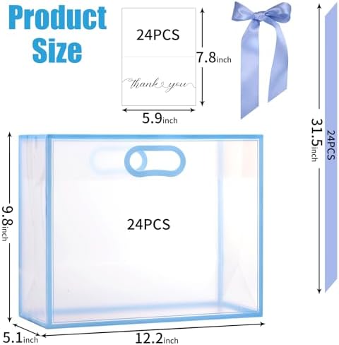 GAWBYET 24 Pcs Clear Plastic Gift Bags with Handles,Blue - Image 2