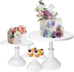 3-Set Cake Stands, White Dessert Display Plate Cupcake Stands for Baby Shower Wedding Birthday Party Celebration Home Decor by FEOOWV