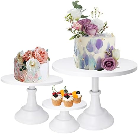 3-Set Cake Stands, White Dessert Display Plate Cupcake Stands for Baby Shower Wedding Birthday Party Celebration Home Decor by FEOOWV