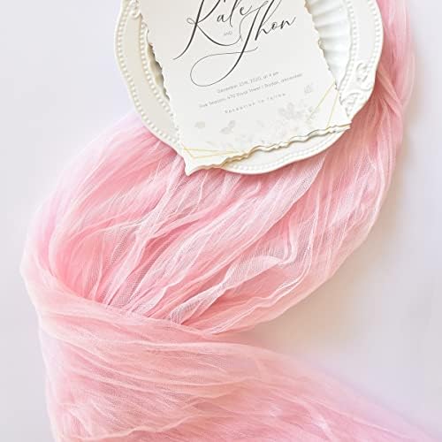 Pink Cheesecloth Table Runner Fall Wedding Birthday Party Home Decor 6 Pack - Image 2
