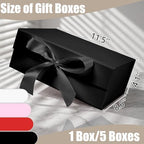 Aimyoo 5 Pack Large Black Gift Box with Ribbon, 11.5x8.6x4.1 inch Groomsman Proposal Box for Presents with Magnetic Closure Lids, Rectangle Collapsible Luxury Box for Wedding, Christmas, Birthday - Image 2
