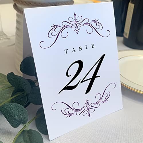 Classic Flourish Table Numbers, Eggplant, 1-60 by DocumentsandDesigns