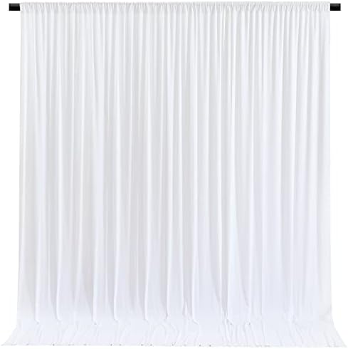 White Backdrop Curtains 4 Panels, 10 Feet Wrinkle-Free Polyester Photography Backdrop Drapes for Wedding Baby Shower Party Background Backdrop Stand- 16 X10FT (White) by WishCare