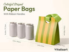 Vitalizart Striped Paper Gift Bags With Ribbon Handles Small Bulk Pack - Image 2