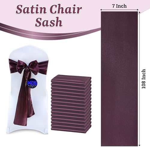 MDS® Pack of 75 Satin Chair Sashes for Wedding & Events – Plum - Image 3