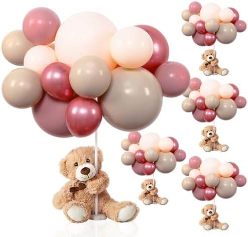 Bear Baby Shower Decorations, 185 Balloon Kit,Dusty Pink, Rose Gold, Peach by Meooeck