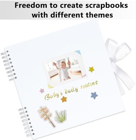Vienrose Large Scrapbook 12x12 Inch, Photo Album Scrapbook DIY White Thick Kraft Paper Memory Book, Scrap Book Photo Albums for Couple Baby Wedding Family - Image 6