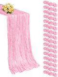 16 Pack Pink Valentine's Day Cheesecloth Table Runner 21x120 Inch Gauze Table Runners Reusable Polyester 10ft Boho Rustic Cheese Cloth Table Runner for Wedding Party Baby Shower Birthday by Unknown