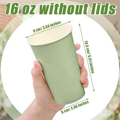 Funtery 100 Pcs Sage Green Cups 16 oz Sage Disposable Paper Cups for Baby Shower Bridal Shower Wedding Party Green Paper Cup for Easter Party Supplies Coffee Tea Hot Cold Beverage - Image 2