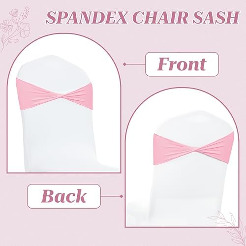 MDS Pack of 100 Spandex Chair Sashes Without Slider Buckles – Pink - Image 4