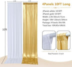 10ft×10ft Wedding Backdrop Curtain-White Drapes n Gold Sequin Curtains - Image 2