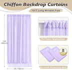 40ft x 10ft Lilac Backdrop Curtains, Wrinkle-Free Sheer Chiffon Fabric Photo Backdrop Drapes for Wedding Arch Party Ceremony Stage Photography Decorations - Image 2