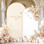 Beige White Arch Backdrop Cover Set of 2 Cream Arch Covers 7.2 and 6ft Spandex Wedding Arch Covers Stretchy Backdrop by HBBMAGIC