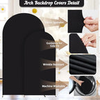 2 Set-6.6FT, 5FT Black Arch Backdrop Cover,Spandex Fitted Wedding Arch Stand Covers Round Top Chiara Arch Backdrop Stands Cover for Birthday Parties Banquet Photo Background Decoration - Image 5
