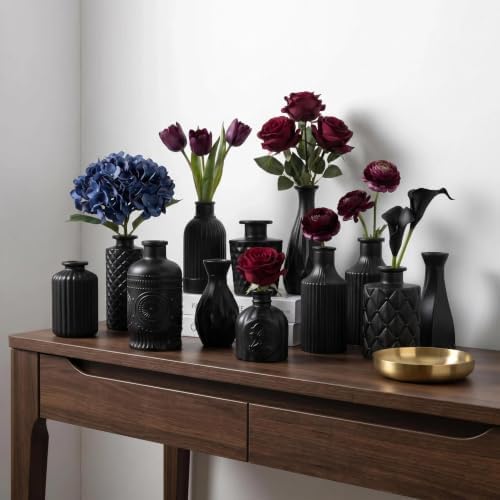 Mini Bud Vases Centerpieces for Tables,Clear Bud Vases for Flowers,Small Flower Vases Suitable for Birthday Party,Anniversary,Wedding Reception,Baby Shower (MattBlack, 12PCS) - Image 5