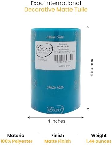 Expo International Decorative Matte Tulle, Roll/Spool of 6” X 100 Yards, Lightweight Polyester Tulle Fabric for Tutus, Costumes, and Party Decorations, Washable, Easy-to-Use, Ultra Marine - Image 3