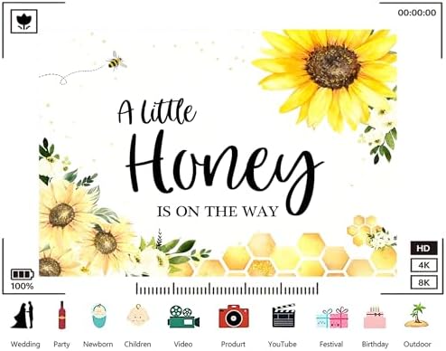 Trykid 10x7ft Sunflower Baby Shower Backdrop A Little Honey is on The Way Theme Honeycomb Photography Background Gender Reveal Party Decorations Photoshoot Studio Props Fabric - Image 3