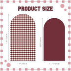 Tegeme 2 Set Gingham Arch Backdrop Cover 7.2ft 6.6ft Arch Cover, Burgundy - Image 2