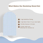 Checkered Gingham Arch Backdrop Cover 7.2ft Blue and White Plaid - Image 5