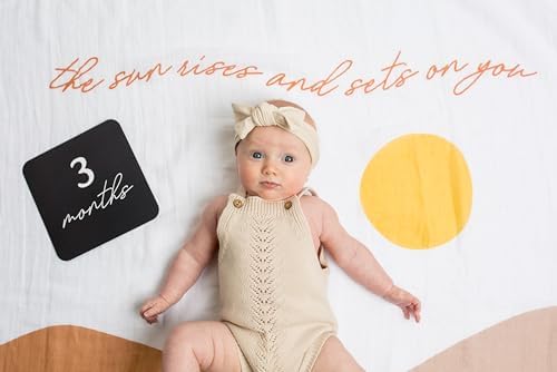 Lulujo Baby’s First Year Milestone Blanket and Card Set | 40in x 40in (Sunrise) - Image 5