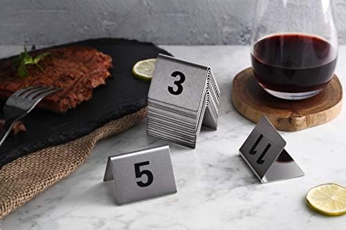 New Star Foodservice 27617 Stainless Steel Tent Style Table Number Card, 1-25, 1.5" x 2" Inch - Image 3