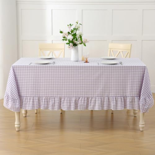 Lavender White Gingham Tablecloth Rectangular 102"x60" - Image 3
