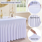 Spandex Tablecloth 5FT Rectangle Table Cover 4 Pack White Wrinkle-Free - Image 4