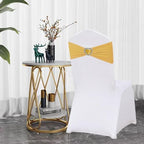 Gold Chair Sashes for Wedding 50 PackSpandex Gold Sashes for Chairs Covers Stretch Chair Sashes Band with Heart Buckle Slider Wedding Sashes Bows for Banquet Party Decorations - Image 4
