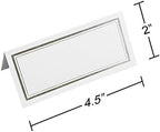 JAM Paper Foldover Wedding Table Place Cards - 2 x 4 1/4 - White with Silver Double Border - 100/Pack - Image 4