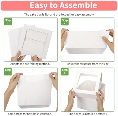 Moretoes 12 Pcs 3 Sizes 12x12x12 10x10x10 8x8x8 Inches Tall Cake Boxes - Image 3