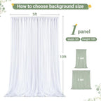 White Tulle Backdrop Curtain for Parties Wedding,5ft x 10ft Wrinkle Free Curtain Backdrop,2 Layer Drapes for Backdrop,Polyester Wedding Back Drop for Bridal Shower Birthday Baby Shower Photography - Image 7