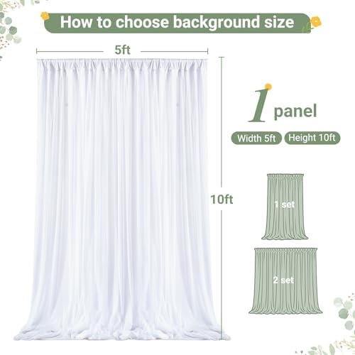 White Tulle Backdrop Curtain for Parties Wedding,5ft x 10ft Wrinkle Free Curtain Backdrop,2 Layer Drapes for Backdrop,Polyester Wedding Back Drop for Bridal Shower Birthday Baby Shower Photography - Image 7