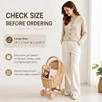 Decorative Wicker Carriage-Shaped Basket, Baby Shower Centerpiece, Large - Image 4
