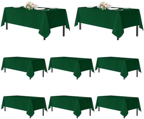 sancua Tablecloths Rectangle, 8 Pack Table Cloth for 8 Foot Tables, Hunter Green by sancua