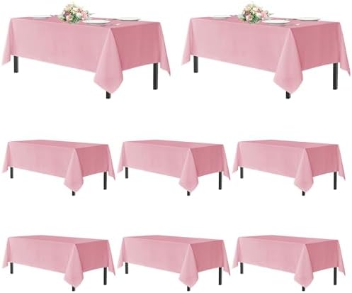 sancua Pink Tablecloths Rectangle, 8 Pack Table Cloth for 6 Foot Tables by sancua