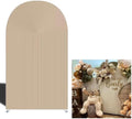 Double-Sided Arch Frame Fabric Cover Beige White Ripples Arched Panel Stand Cover for Wedding Birthday Baby Shower Parties Decoration (Beige-HP463,3X6ft) by AOSTO