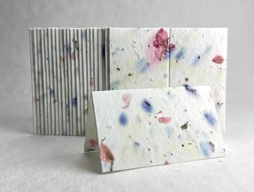 Of The Earth Handmade Paper - Wildflower Seed Paper Folding Table Card - Place/Name/Gift - 3.5" x 4" - Set of 96 (56s Pink & Purple Petal) - Image 3