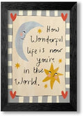 Black Framed Colorful Kids Quotes Motivational Wall Art 20x30 inch HOW WONDERFUL LIFE IS NOW YOU'RE IN THE WORLD Poster Cute Moon And Stars Canvas Prints Nursery Classroom Wall Decor by Medpol