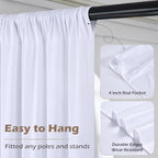 20ft x 8ft Wrinkle Free White Backdrop Curtain for Weddings Parties, 4 Panels 5x10ft Soft Silky Polyester White Photo Backdrop Drapes Back Drop Cloth for Birthday Christmas Photography Background - Image 5