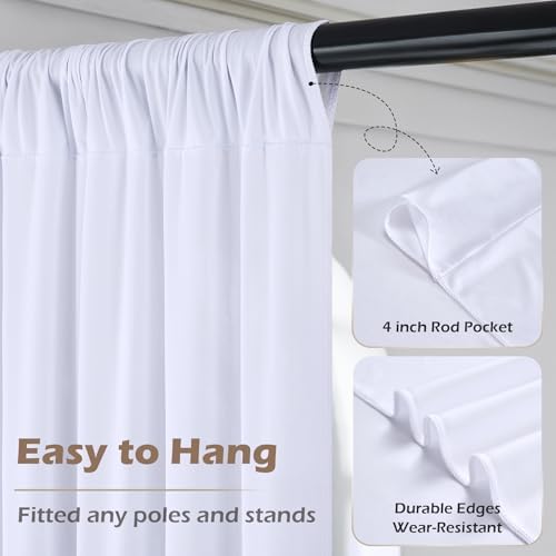 40ft x 10ft Wrinkle Free White Backdrop Curtain for Parties, 8 Panels Silky Polyester White Wedding Drapes for Backdrop 10 ft Photo Back Drop Fabric Cloth for Party Graduation Photography Background - Image 5