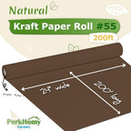 PerkHomy 24" x 2,400" (200') Coffee Kraft Paper Roll for Craft Bulletin Board Paper Art Table Covering Crafting Gift Wrapping Bouquet Packing Parcel 80GSM 55LB (Coffee, 24" x 200') - Image 2