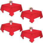 4 Pack Square Table Cloth 70x70 Inch Red Tablecloth Machine Washable Fabric Polyester Table Cover for Dining, Buffet Parties, Picnic, Events, Weddings and Restaurants（Red） by JALANCY